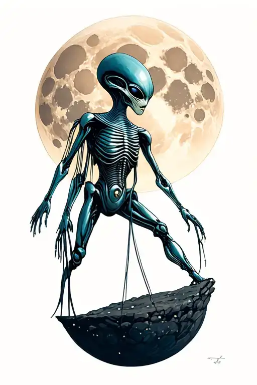 An Alien Crossing The Moon