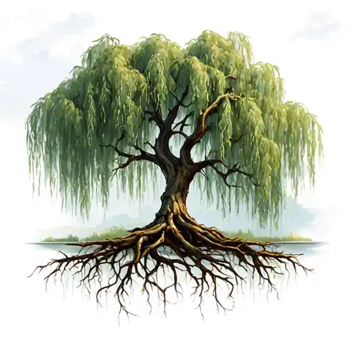 Weeping Willow Tree With Roots