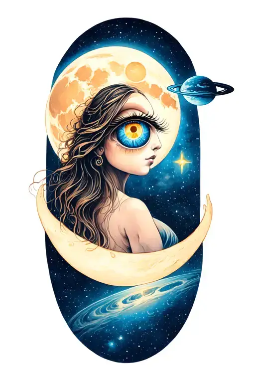 A Beautiful And Enlightened Being Has A Third Eye And Is In Space Crossing The Moon