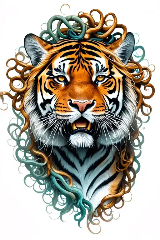 Medusa And Tiger Surrounded