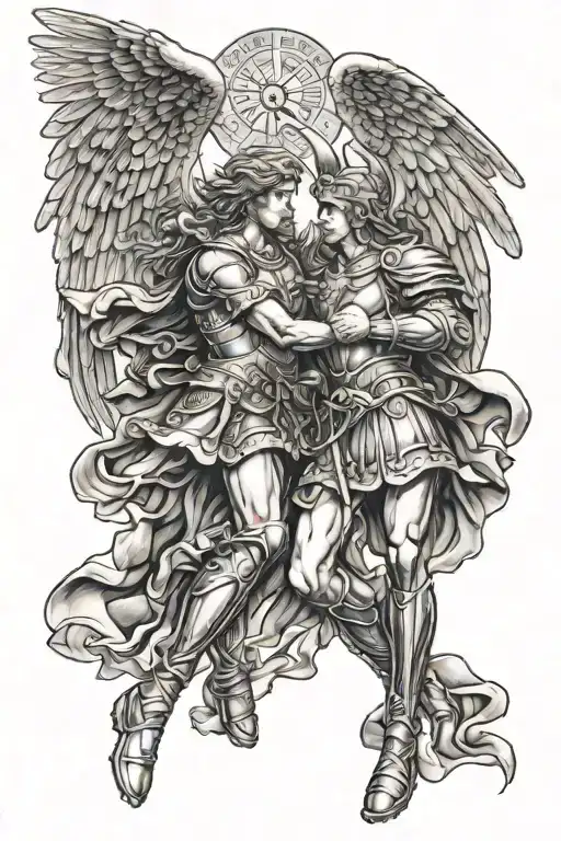 Saint Michael Fighting Each Other