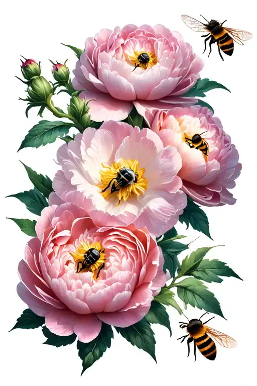 Peonies And Bees