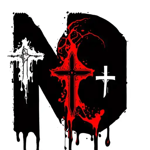 The Letters Ncg With Blood And 3 Cross