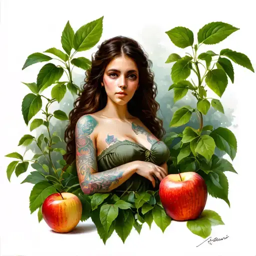 Eve In The Garden With An Apple