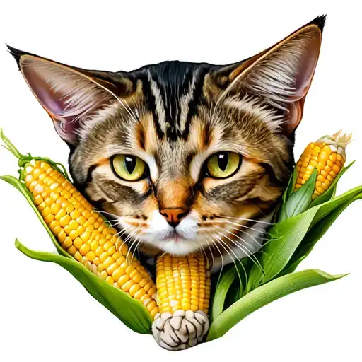 Cat And Corn Cob