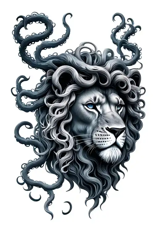 Medusa And Lion Head Surrounded