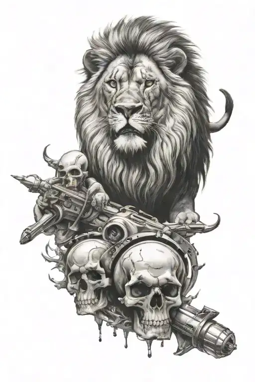 Lion With Skull With Rocket