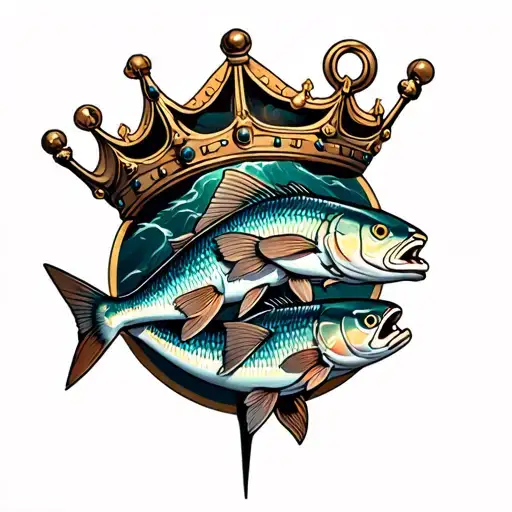 River With Anchor 3 Fish And A Crown Long Ways On Forearm