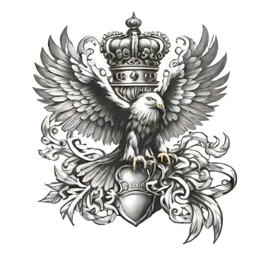 Crown And Eagle Wings Spread Wide
