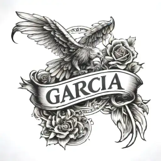 Garcia Last Name With A Thin Line Tattoo Design