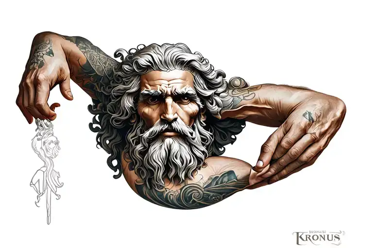Kronus Greek Mythology Inner Bicep Tatto Design