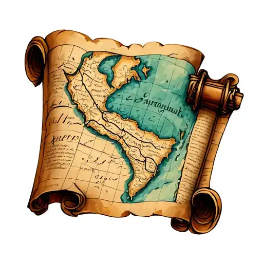 Old Scroll Of Paper Map