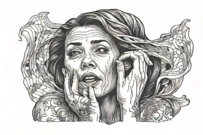 Woman Hiding Her Mouth Gazing