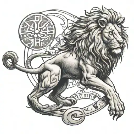 Lion With A Scorpion Tail Holding Up A Libra Zodiac Sign