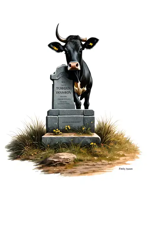 Black Cow On A Tombstone