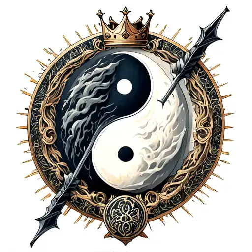 Yin Yang Round Bow Arrow With Crown