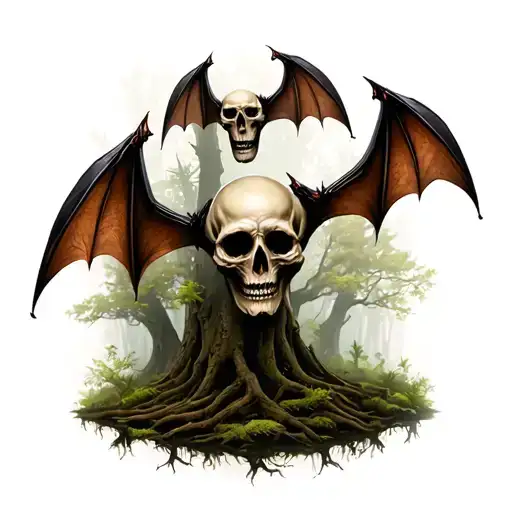 Bats And Skulls Forest