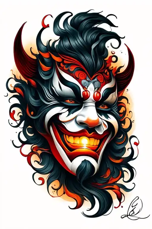 Hannya Mask Admiring The Sunset