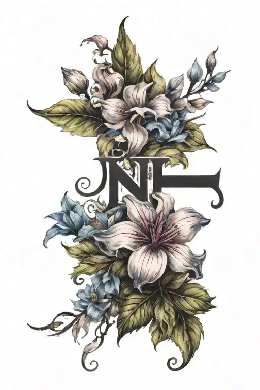 Name Written With A Flowers Growing