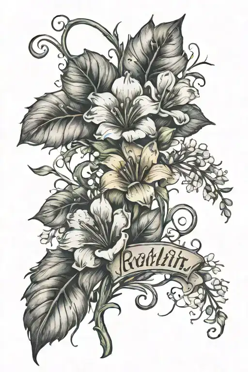 Name Written With A Flowers Growing Together
