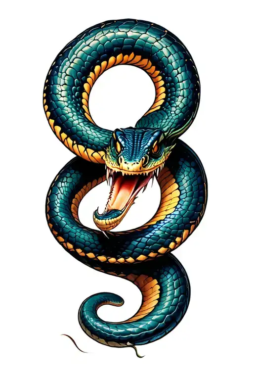 Reptilian Ourboros Snake Eating Its Own Tail