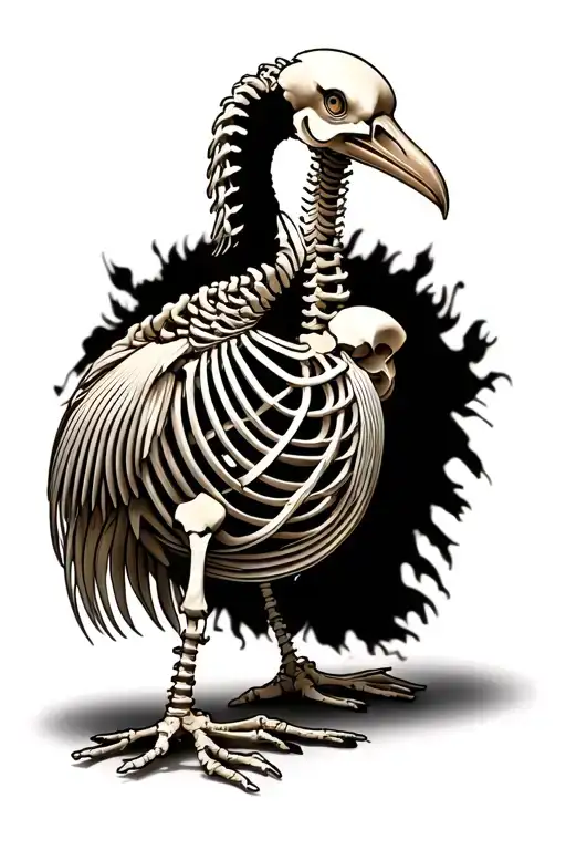 Lilly Wrapped Around Dodo Bird Skeleton