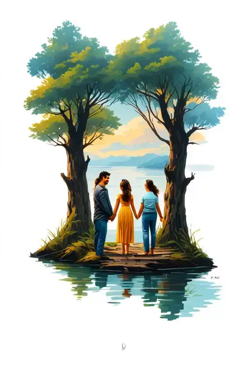 Family And Nature Scene