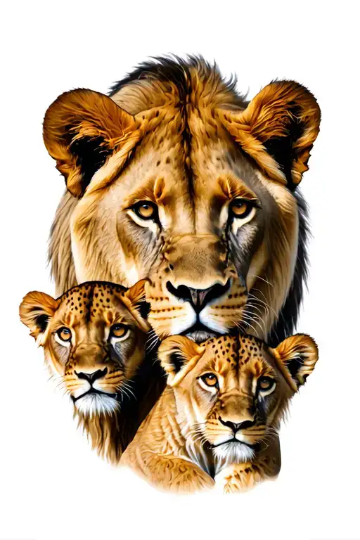 Lioness Protecting Her Cubs