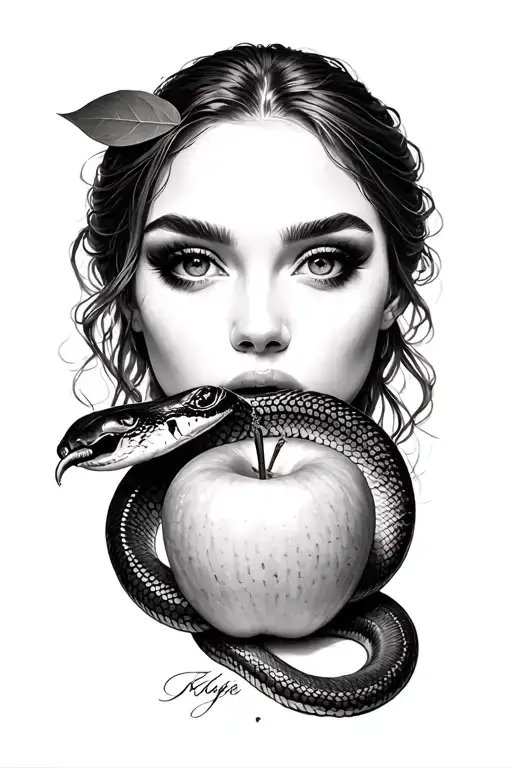 Eve Eating The Apple And Snake Coiled