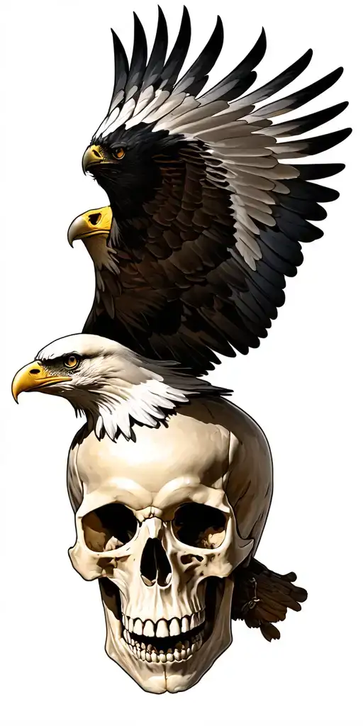 An Eagle Soaring Clutching On To A Human Skull