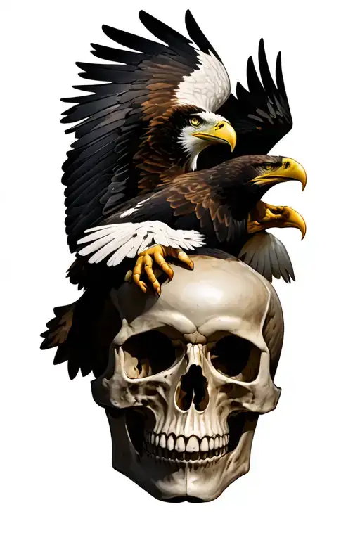 An Eagle Soaring Clutching On To A Human Skull