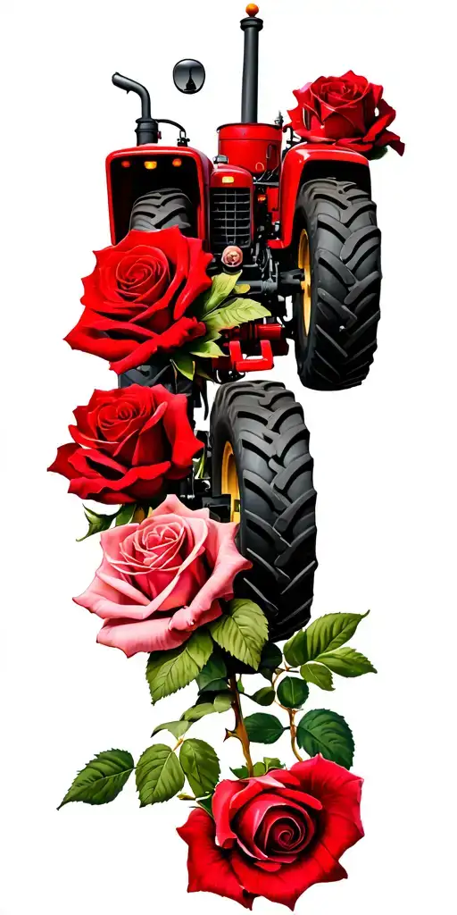 Red Tractor And Roses