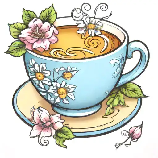 Cute Cup Of Tea Character