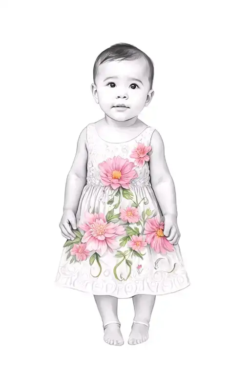 A Baby In A Flower Dress