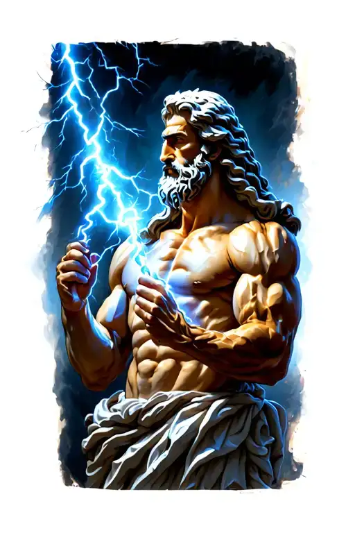 Zeus Holding A Lightning Bolt
