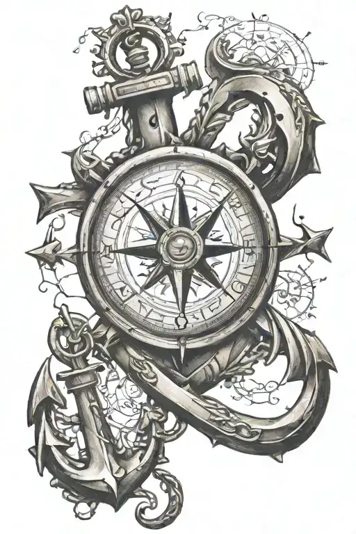 Compass Rose And Anchor