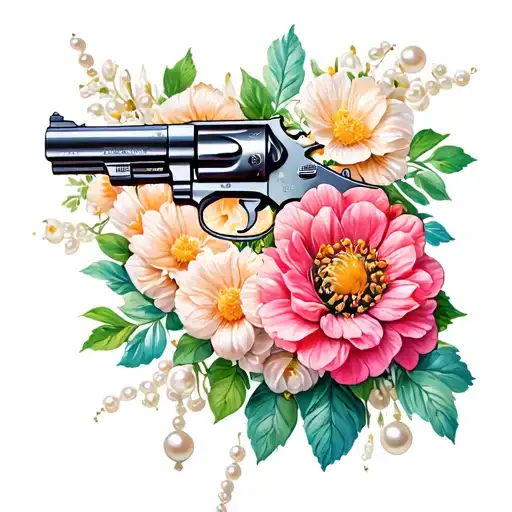 Pistols And Pearls With Flowers Blooming