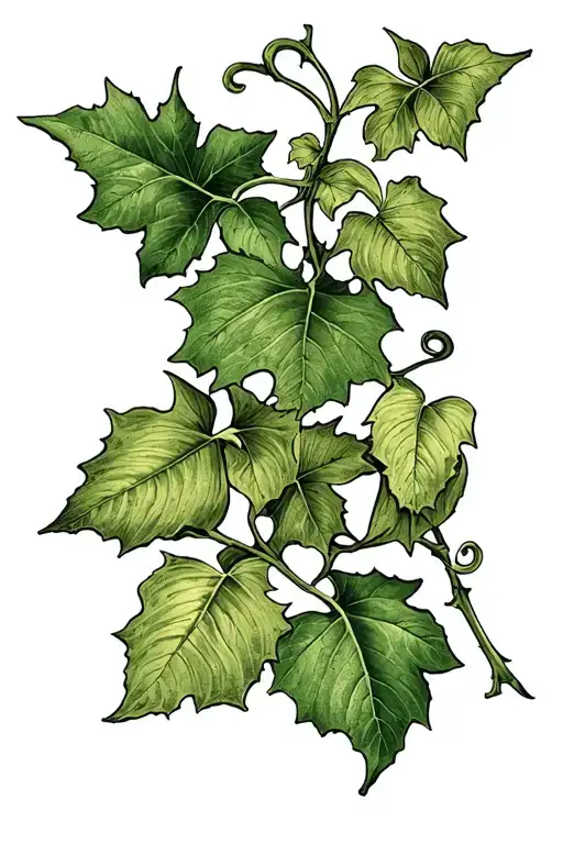 Ivy Tattoo In Old School Style