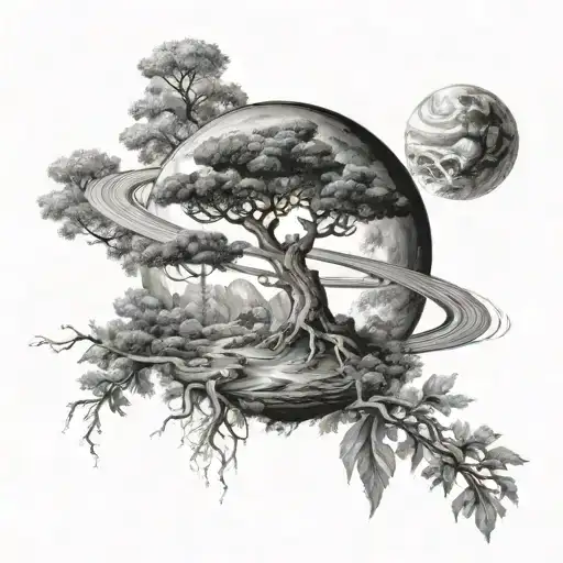 Saturn With A World Tree