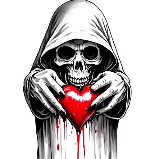 Grim Reaper Holding A Bleeding Heart