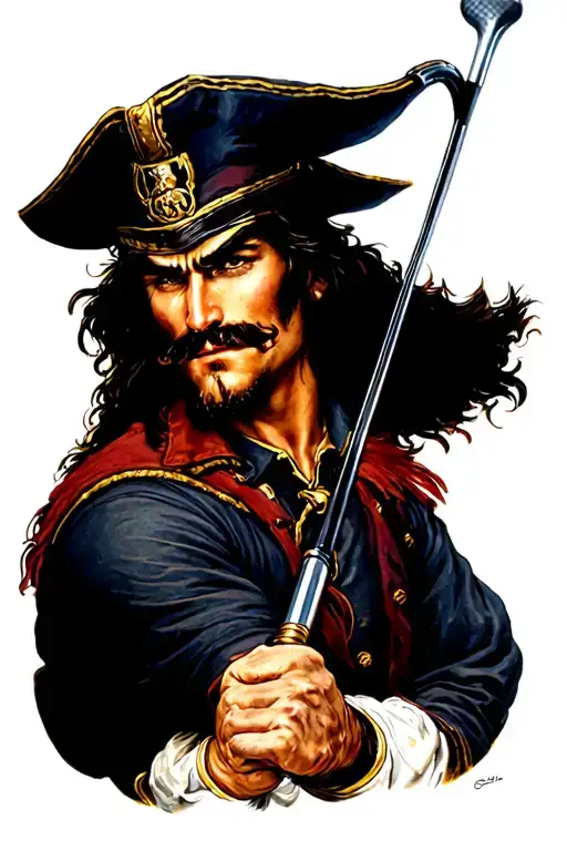 Captain Hook Holding A Golf Club