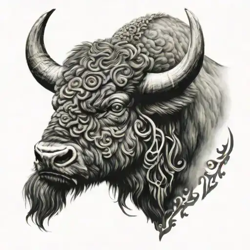 Scrollwork Bison