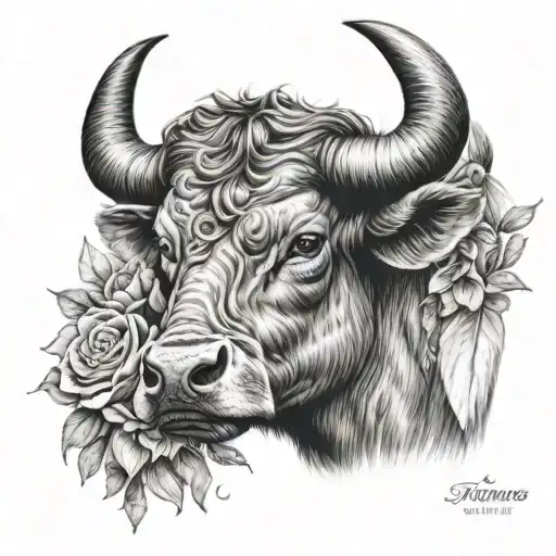 Taurus Tattoo Realistic For Female Face Made