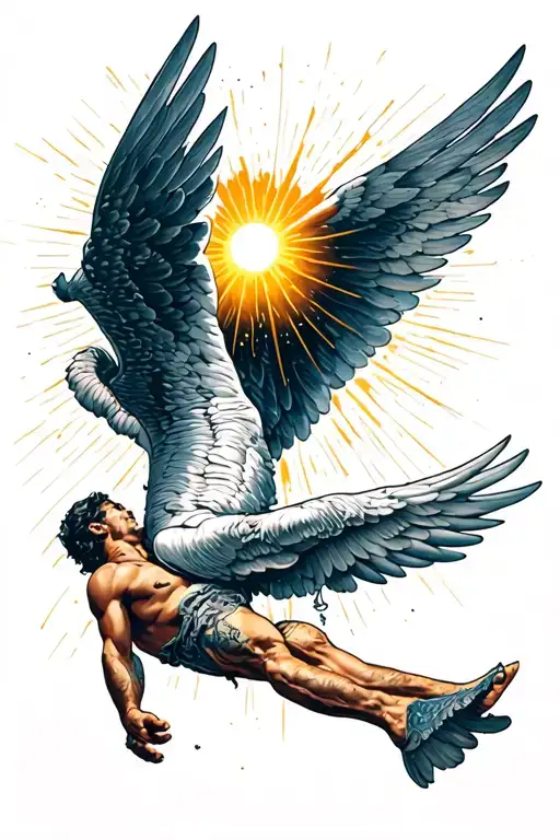 Icarus Falling From The Sky With The Sun Shining