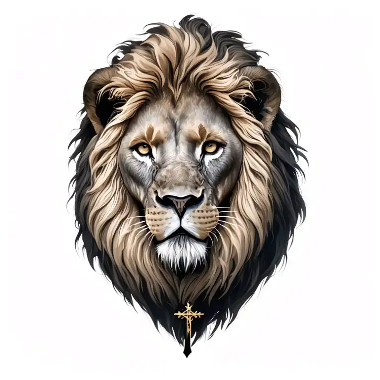 Lion With Cross Surrounded