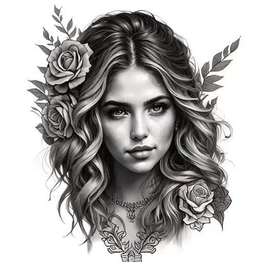 Angela Tattoo Design Featuring