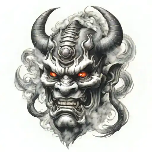 Oni Mask With Smoke Coming From Nose