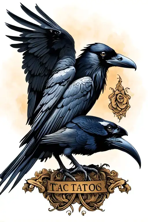 A Strong Raven Embraces A Weak Bird