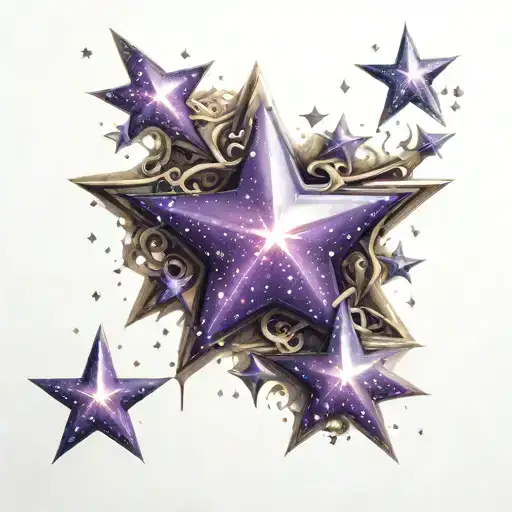 Purple Stars Sparkles