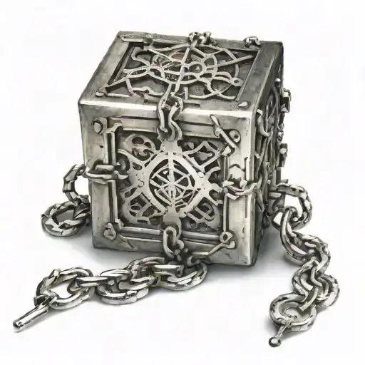 Hellraiser Puzzle Box With Chains Breaking And Bursting